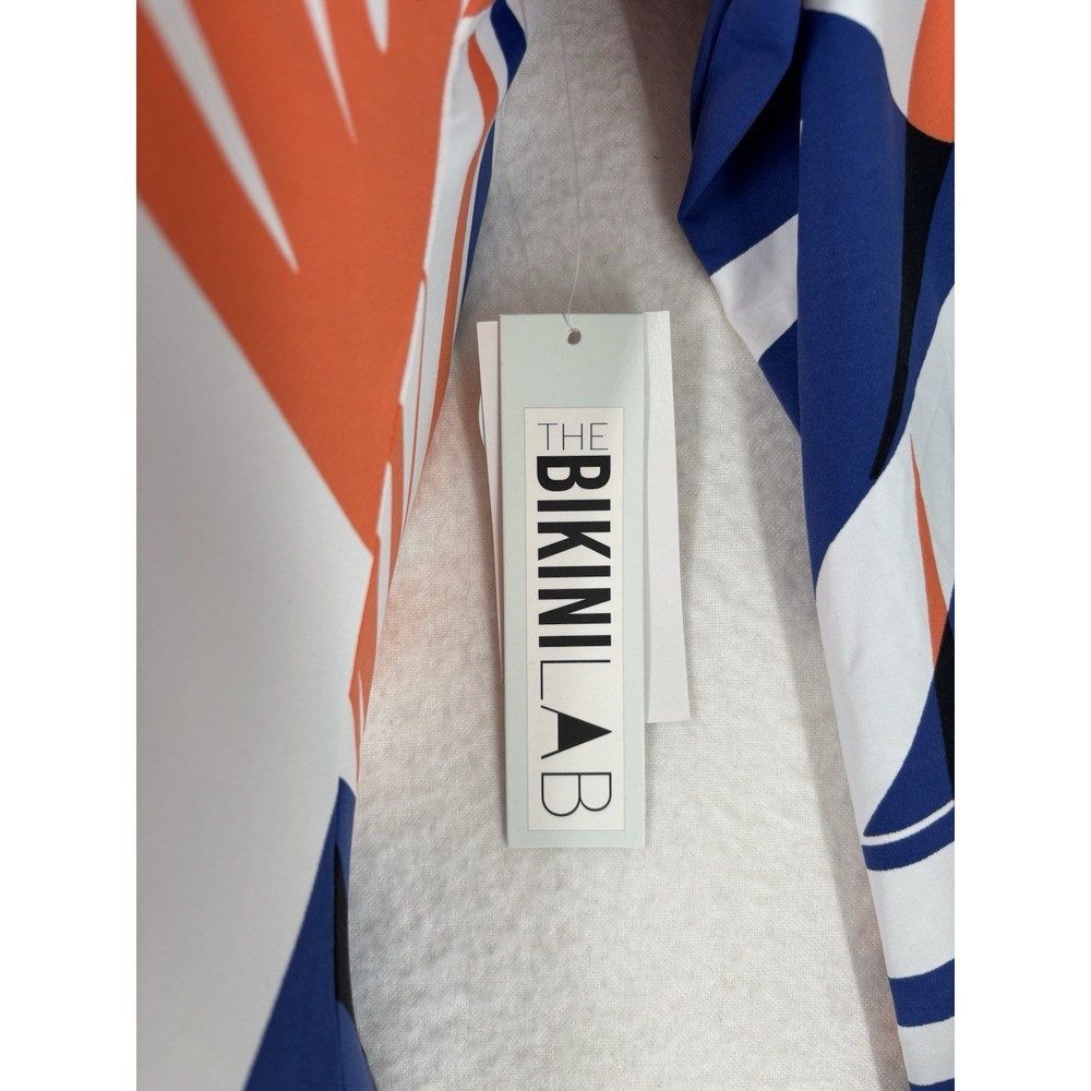 Bikini Lab Womens Long Sleeve Bodysuit Rashguard Zipper Blue Orange White Size S - Picture 8 of 10